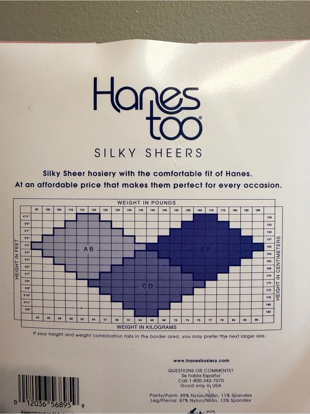 Vintage Hanes Too Silky Sheer Pantyhose Control Top Barely There Size CD NIP